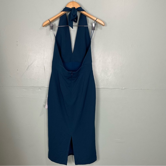 Nordstrom Dress The Population Vanessa Peacock Blue Halter Body Con Midi Medium - Picture 6 of 10
